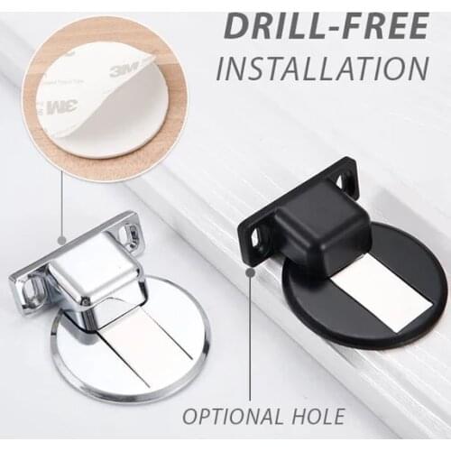 Powerful Magnetic Door Stopper Suction Door Stops Invisible Anti-collision Punch Stainless Steel Magnetic Tool free installation