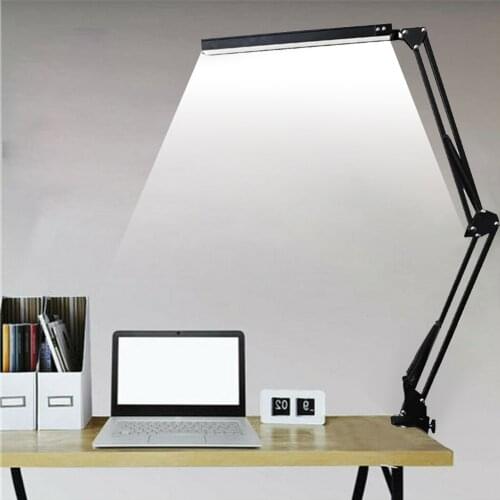 Flexible Dimmable Desk Light Foldable Clip on Table Lamp 3 Colors Temperature Brightness Adjustable 10W Metal Swing Arm for Read