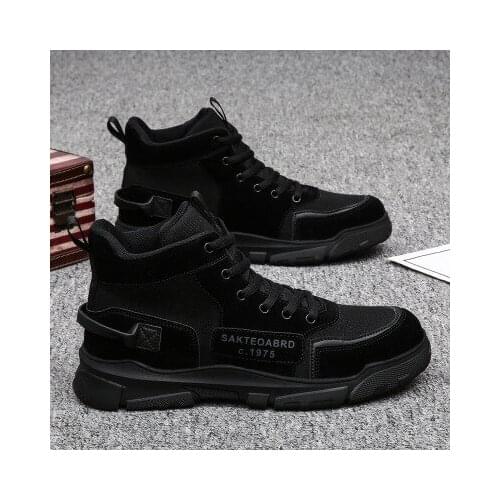 New 2021 Mens autumn and winter new high-top British tooling boots all-match mens casual mid-top cotton boots