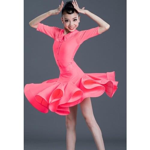 New ChildrenS Latin Dance Costumes For Girls Short-Sleeved Suits Professional Competition Dance Dress Practice Clothes SL2311