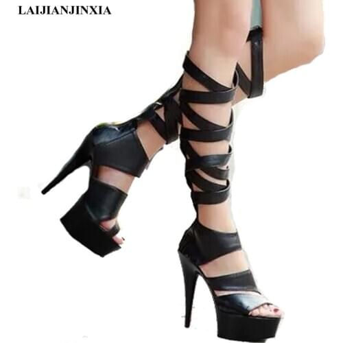 New the high - hole hole is decorated with the womens shoes, the sexy 15cm high heels and fish-mouth Dance Shoes