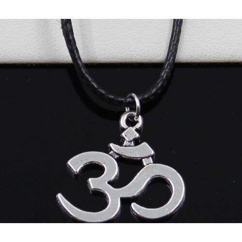 New Fashion Tibetan Silver Color Pendant Yoga Om Necklace Choker Black Leather Cord Factory Price Handmade Jewelry