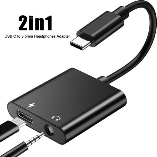 2 in 1 Type-C to 3.5mm Headset Jack Audio Converter Music Quick Charging Adapter