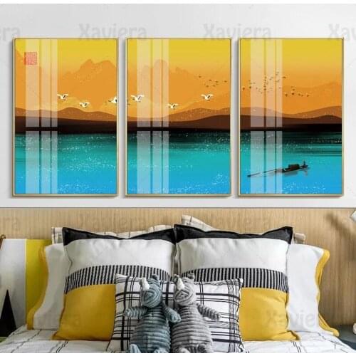Sunset Landscape Painting Canvas Printing and Poster Home Decoration for Living Room Bedroom Wall Art Hanging Mural Unframed