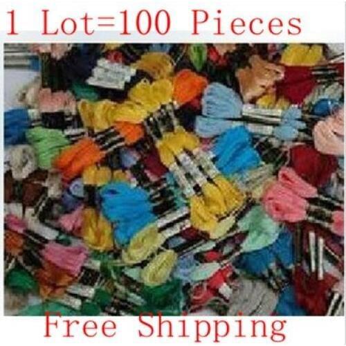 Factory Direct Sell Cotton Knitted Wire Total 100 PCS Cross Stitch Wire/Thread Floss Similar DMC Free Shipping