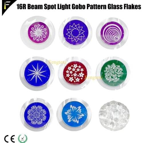 9pcs Stage Beam Moving Head Spot Light 15R 16R 330 17R 350 Gobo Glass Flakes with Water Ripple Sunflowers Stars Swirls Patterns