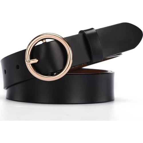 Leather Belts for Women Fashion Jeans Classic Retro Simple Round Buckle Female pin new Denim dress Sword goth Luxury punk gothic
