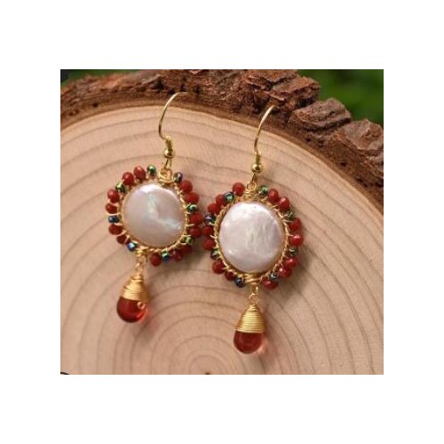 Noble jewelry pair natural Lapis lazuli Amethyst baroque white pearl ruby earring s925 silver