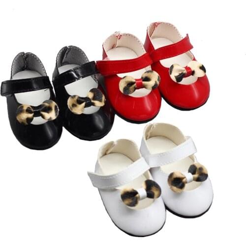 3 Colors Leopard Bow Shoes for 18Inch Doll and 43cm Baby Doll Best Gift for Kids Accessories Toys