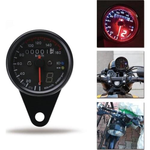 Universal Motorcycle Speedometer Odometer 12V Motorcycle 0-160km/h Speed Meter with LED Indicator Speedometer Motorcycle