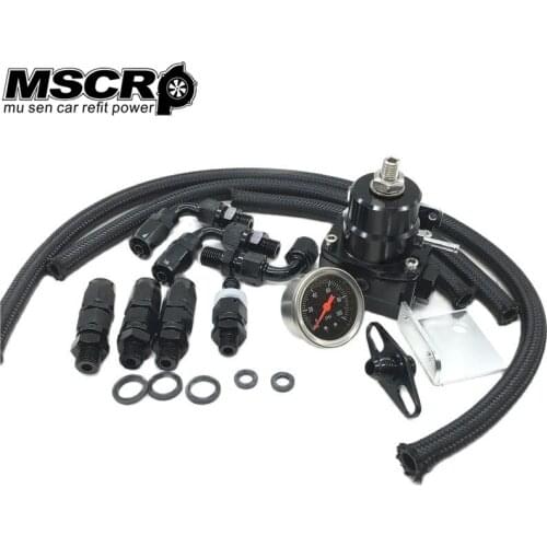 Universal Adjustable Fuel Pressure Regulator Oil 100psi Gauge AN 6 Fitting End-Black