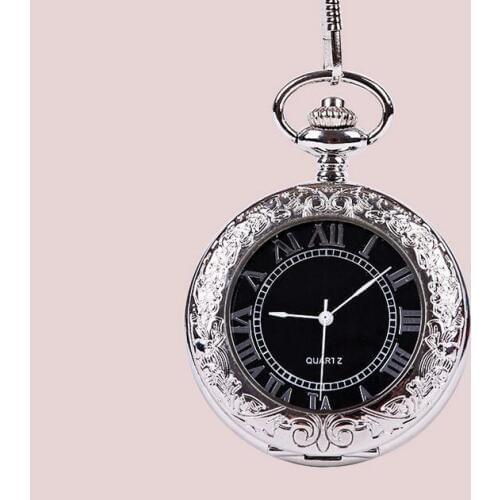 Vintage silver Roman numerals magnifying glass Automatic mechanical watch men and woman gift