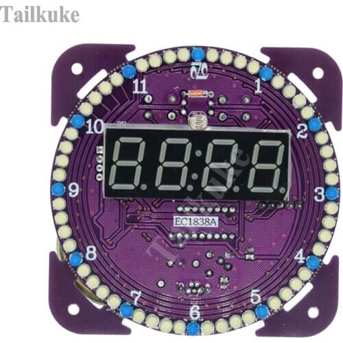 Rotating Music Electronic Clock Diy Kits Travel Time Accurate Intelligent Light Control Chinese and English Sound Time