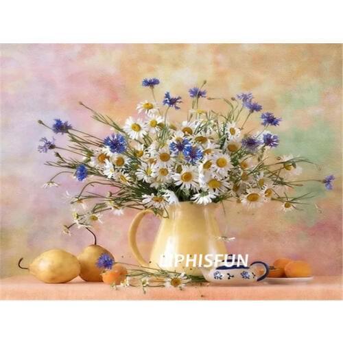 LIPHISFUN Needlework Cross Stitch Embroidery Diamond Painting Full Drill Home Decor flower daisy