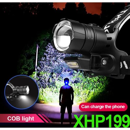 2020 New cob xhp100 powerful headlamp led head torch flashlight lantern headlight 18650 rechargeable battery hunting xhp90 xhp70