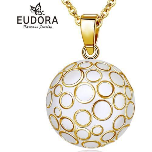 Eudora 22mm Gold Harmony Ball Pregnancy Chime Ball Necklace Pendant Mexcian Bola Pendant Angel Caller Jewelry Gift N14NB296B