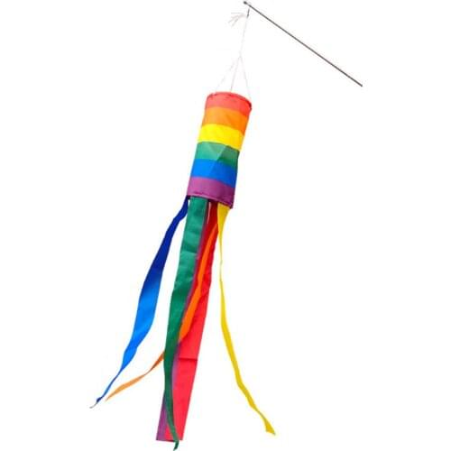 1pc Windsock Colorful Hanging Decoration Spiral Rainbow Column Halloween Decoration Polyester Cloth Flag Patriotic Decorations