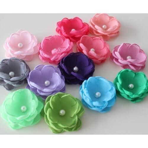 5cm Boutique Burn fabric flower Layered Poppy flower For Girl Kids Headband Hair Accessories Singed Flower 30pcs