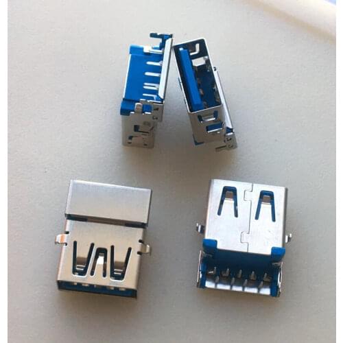 5PCS) New USB 3.0 usb-a female 9p blue rubber core advanced straight pin 90 degree pin