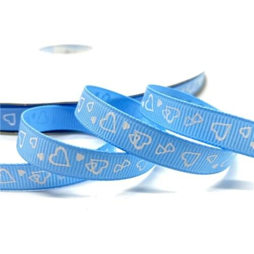 5Yards 10mm Grosgrain Ribbon Printed Heart-shaped Pattern For Christmas Wedding Decoration DIY Sewing Handmand Craft #13