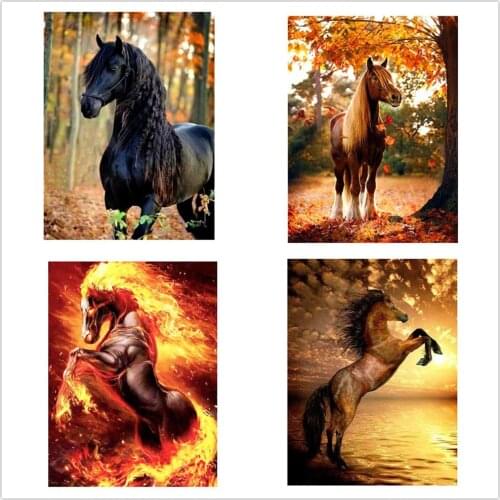 5D Diy Diamond Painting Full Square Round Animal Horse Cross stitch Picture Rhinestones Embroidery Diamond Mosaic Christmas Gift