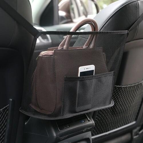 Car Net Pocket Handbag Holder Organizer Universal Multifunctional Car Seat Side Storage Mesh Pocket Interior Accessories