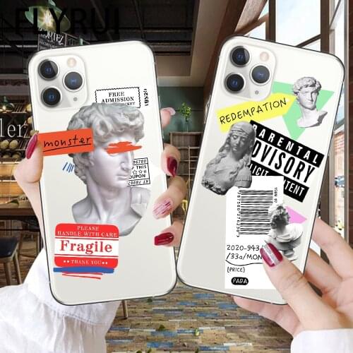 Fashion Art Cartoon David Phone Cases For iPhone 11Pro Max 12 Mini XS XR X 6 7 8 Plus SE2020 Transparent Soft Silicone TPU Cover