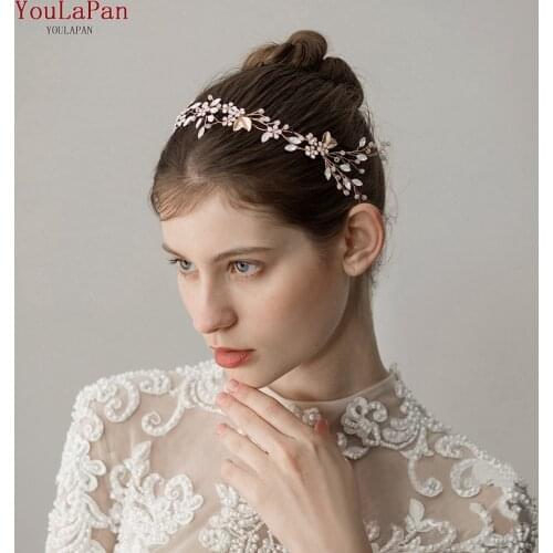 YouLaPan HP360 Elegant Bride Headband Alloy Leaf Flower Hair Vine for Wedding Handmade Hairpieces Bridal Hair Accessories
