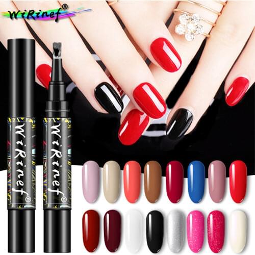 WiRinef 3 In 1 One Step Nail Gel Polish Pen 16 Colors Nail Art Soak Off Gel Polish UV Gel Varnish Pen