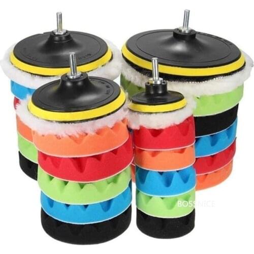 7pcs 3"4"5"6"7" Sponge Polishing Wax Polishing Pad Kit Composite Polishing Automotive Bit Adapter