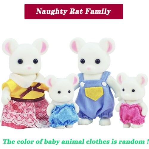 Toys 1/12 Dollhouse Furniture Miniatures Animal Figurines Set Naughty Rat Family Diy Collectible Toys For Girls Christmas Gifts