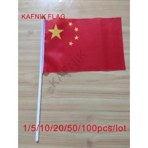 KAFNIK ,10/20/50/100pcs Chinese flag Chinese hand wave flags 14 * 21CM decorative celebration-quality polyester free shipping