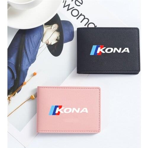 Car driver license premium hand-woven leather card holder fashion black pin For Hyundai KONA Accessories