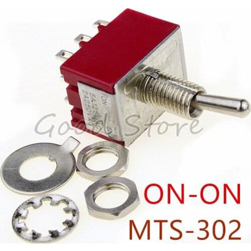 Red Mini MTS-302 6mm 9 Pin 2 Position ON/ON 5A/125VAC 2A/250VAC Toggle Switch
