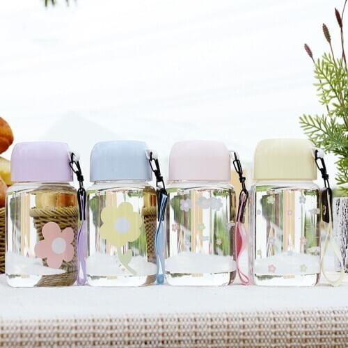 200ML Small Glass Water Bottles Portable Cute Mini Heat Resistant Water Cup Kids Student Drinking Bottle Hand Rope Cups