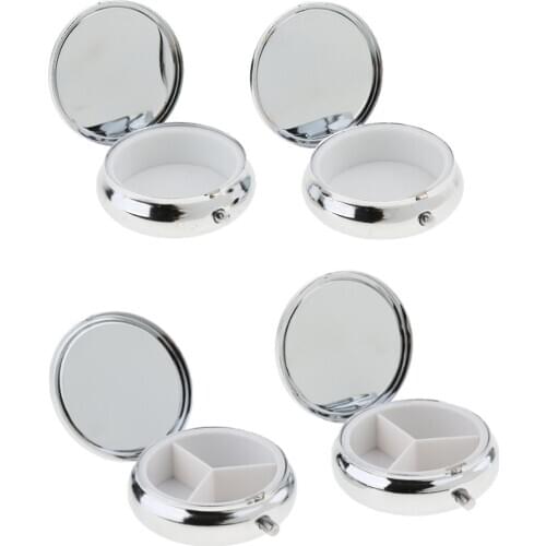 4 Pack Metal Pill Box ，Medicine Vitamin Organizer Pill case for Purse Pocket