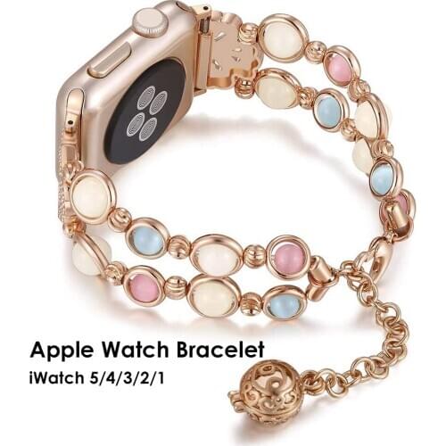 Metal Strap for Apple Watch 40mm 44mm Bands Jewelry Bracelet Smartwatch Replacement Band For Iwatch Series 5 4 3 luminous Beads