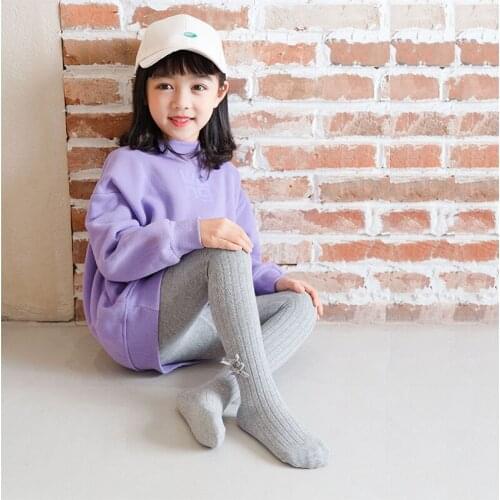 Cute Bowknot Tights for infant Girls warm Cotton Candy colors Pantyhose Toddler child Thick stripes Stockings spring autumn