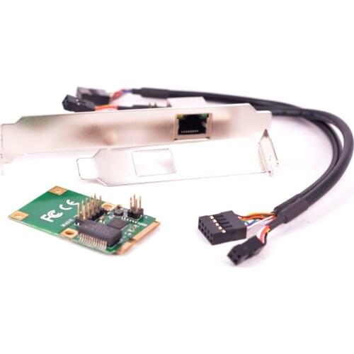 Mini PCIE Network Lan Controller Card Gigabit Ethernet Card 10/100/1000 Base-T with RJ45 Port Bracket To Laptop Servers