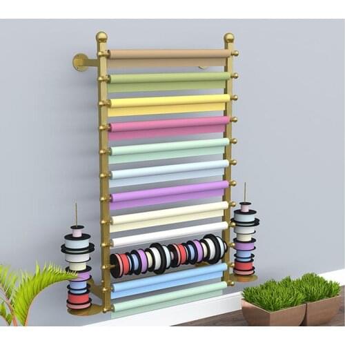 Wall hanging floral art, flower wrapping paper, ribbon and ribbon on the shelf wall flower shop hanging brocade flag scarf displ