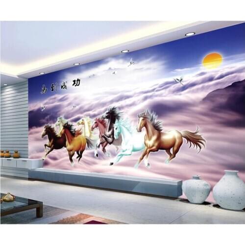 Custom photo wallpaper 3d mural wallpaper for walls 3d Modern pastoral horses mural for living room TV background wall papers
