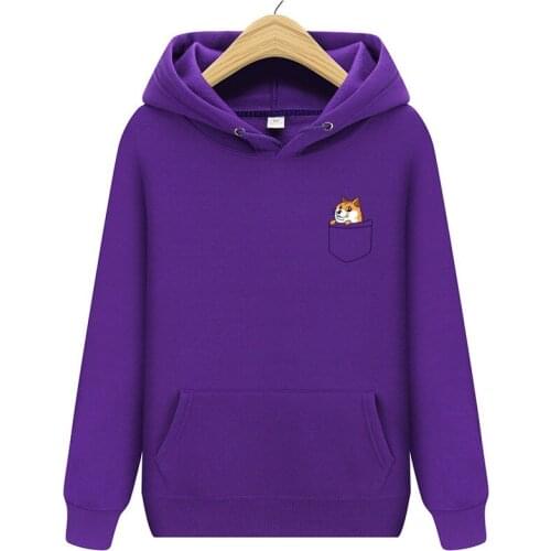 New 2019 Popular Mens Casual Hoodies Streetwear Pocket dog printed Sweatshirt Pullover Sportswear Male Leisure Jacket Hood