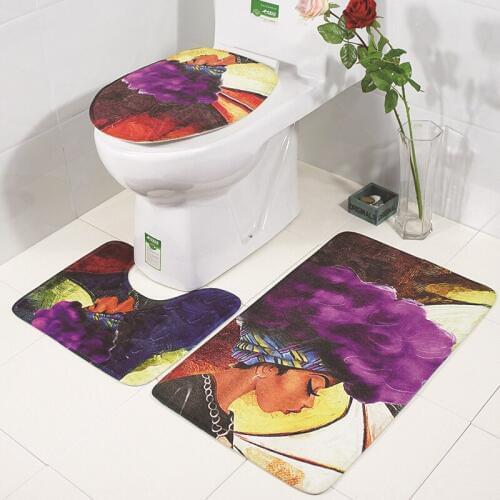 New Toilet Seat Cover WC Seat Cover Bath Mat Closestool Lid Cover Africa Christmas Home Decor Bathroom Set tapa inodoro 3PCS/SET