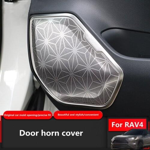 Suitable for 2021Toyota RAV4 horn frame stainless steel door horn cover sound ring decorative sticker Car accessories