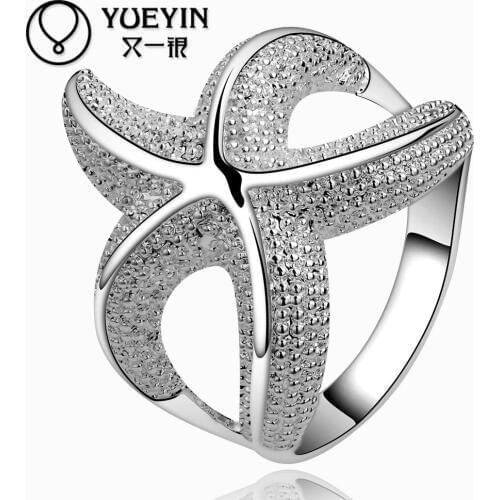 NEW Fashion silver plated jewelry Twisted Ring Silver plated new design finger ring for lady bijoux women Starfish shape