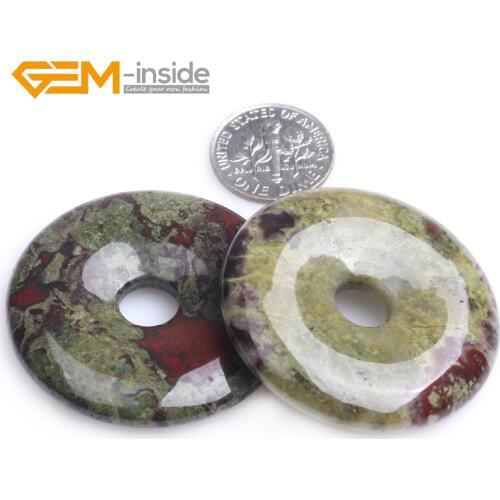 Selectable size: 30mm 40mm 50mm Blood Stone Jaspers Doubt Beads For Earring Pendant Jewelry Making 1 Pcs GEM-inside