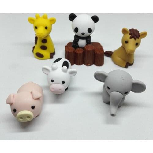 Cartoon Rubber Animal Ahaped removable Rubber Erasers 3D Cute animals Child School Stationery