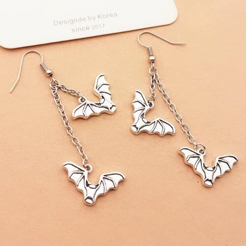Bat earrings Gothic witch pendant jewelry silver color fashion gift women classical Halloween Earrings,Vampire Bat Earrings