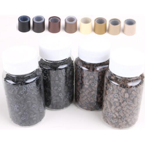HARMONY 50,000 Pieces 3.4mm Flat Edge Silicone Copper Micro Tubes Micro Rings Euro Links Tools for Hair Extensions 8 colors