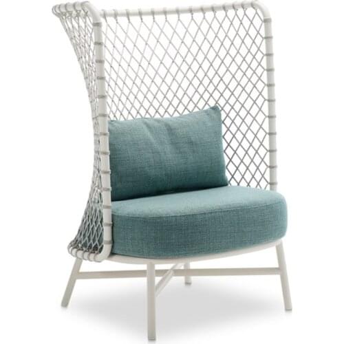 Outdoor High Back rattan rope furniture wicker chair leisure sofa courtyard hotel lounge chair